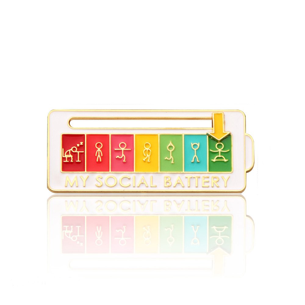 My Social Battery by Stick Figure Enamel Pin - 8 Lucky Forests